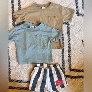 Zara lot - 2 tees and 1 pair of shorts